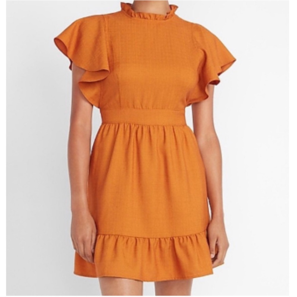 Ladygang x Express Flutter Sleeve Ruffle Dress